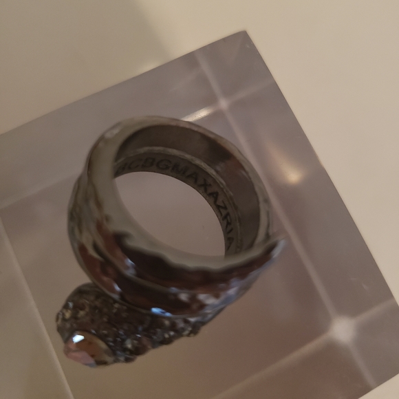 BCBG MaxAzria snake ring with faux crystals, hematite colour, serpent - Picture 5 of 6